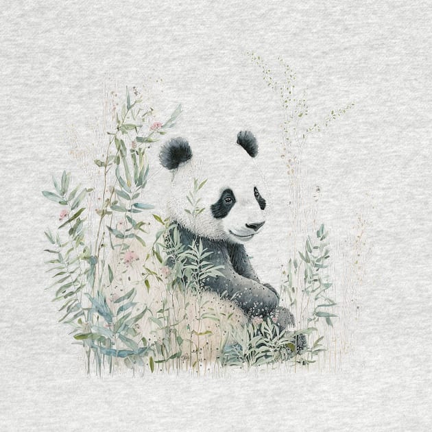 Watercolor Panda in Nature by DesignedbyWizards